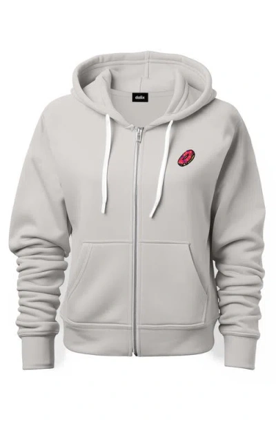 Dalix Donut Zip Hoodie In Silver