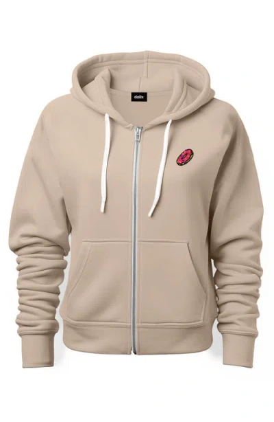 Dalix Donut Zip Hoodie In Tan