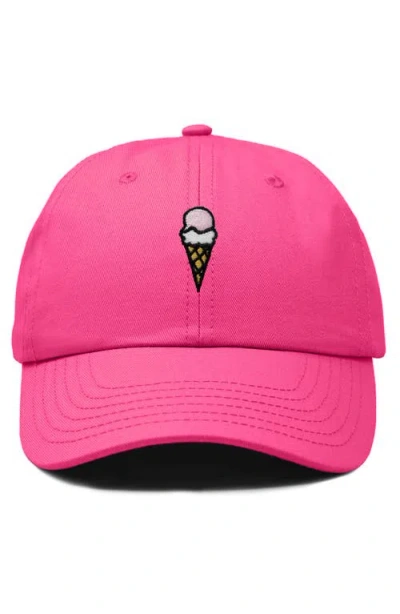 Dalix Double Scoop Embroidered Cap In Hot Pink