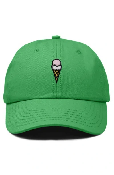 Dalix Double Scoop Embroidered Cap In Green