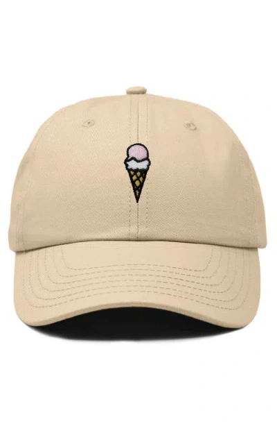 Dalix Double Scoop Embroidered Cap In Khaki