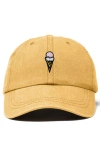 Dalix Double Scoop Embroidered Cap In Washed Gold