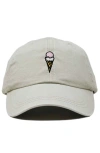 Dalix Double Scoop Embroidered Cap In Washed Stone White