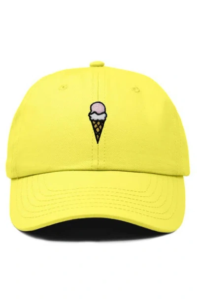 Dalix Double Scoop Embroidered Cap In Yellow