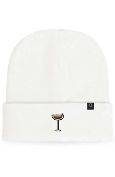 Dalix Espresso Martini Beanie Cap In White