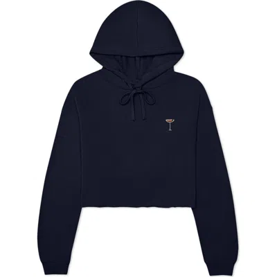 Dalix Espresso Martini Cropped Hoodie In Navy Blue