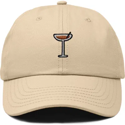 Dalix Espresso Martini Embroidered Hat In Khaki