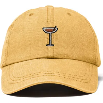 Dalix Espresso Martini Embroidered Hat In Washed Gold