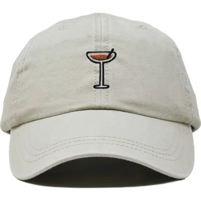 Dalix Espresso Martini Embroidered Hat In Washed Stone White