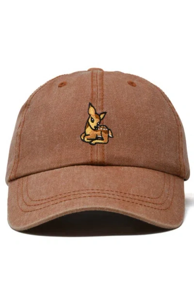 Dalix Fawn Embroidered Outdoor Cap In Washed Orange
