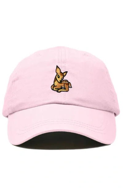 Dalix Fawn Embroidered Outdoor Cap In Washed Pink