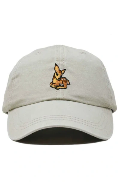 Dalix Fawn Embroidered Outdoor Cap In Washed Stone White