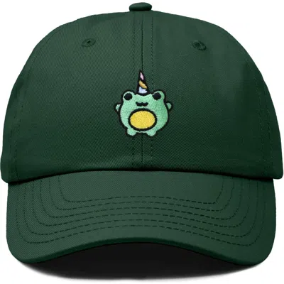 Dalix Froggy Unicorn Embroidered Cap In Dark Green