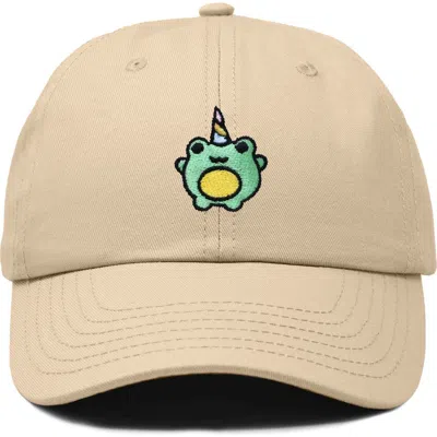 Dalix Froggy Unicorn Embroidered Cap In Khaki