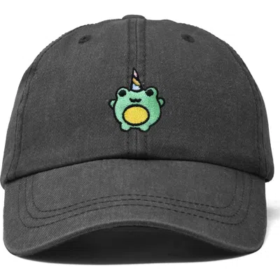 Dalix Froggy Unicorn Embroidered Cap In Washed Gray