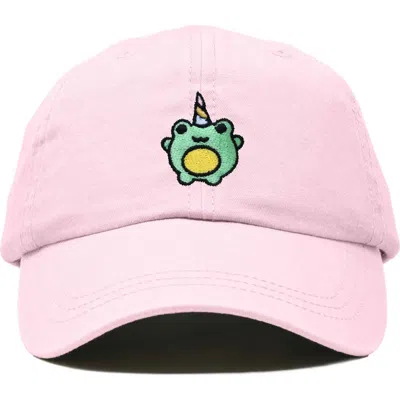 Dalix Froggy Unicorn Embroidered Cap In Washed Pink