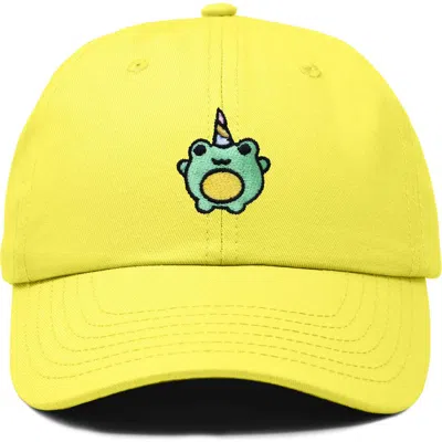 Dalix Froggy Unicorn Embroidered Cap In Yellow