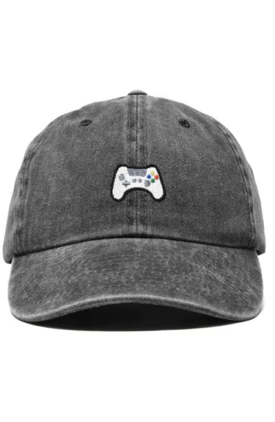 Dalix Game Controller Embroidered Hat In Washed Black
