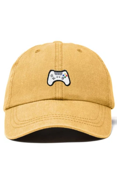 Dalix Game Controller Embroidered Hat In Washed Gold