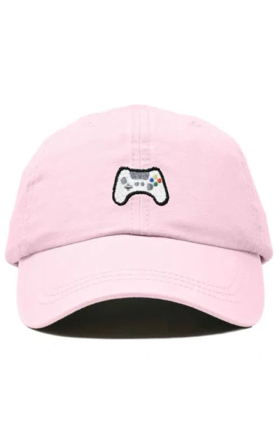 Dalix Game Controller Embroidered Hat In Washed Pink
