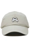 Dalix Game Controller Embroidered Hat In Washed Stone White