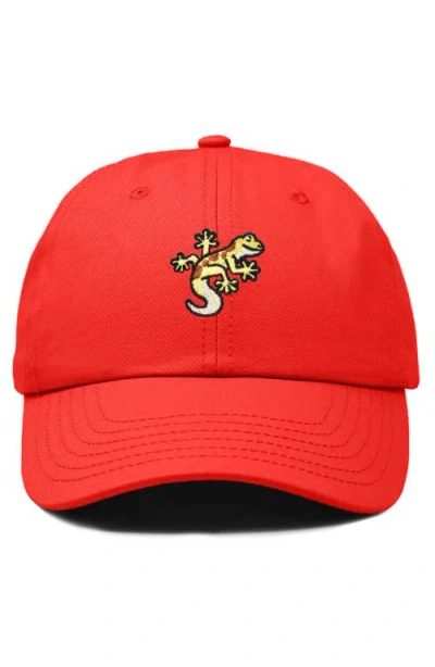 Dalix Gecko Embroidered Casual Cap In Red