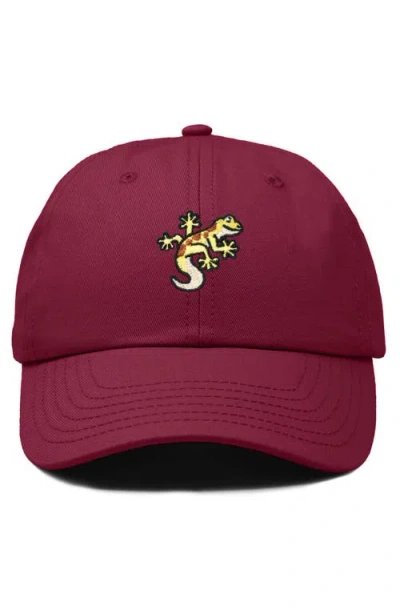 Dalix Gecko Embroidered Casual Cap In Red