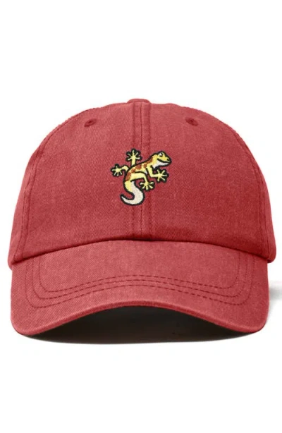 Dalix Gecko Embroidered Casual Cap In Red