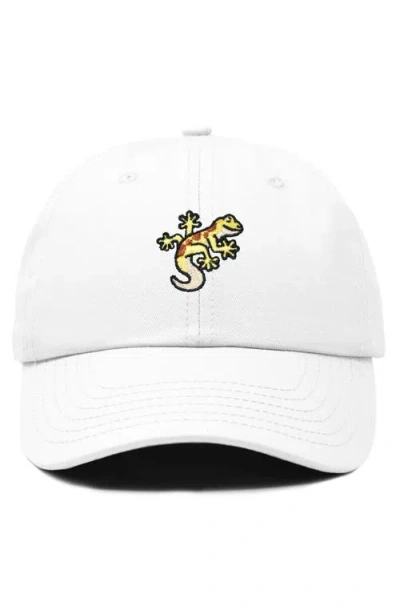 Dalix Gecko Embroidered Casual Cap In White