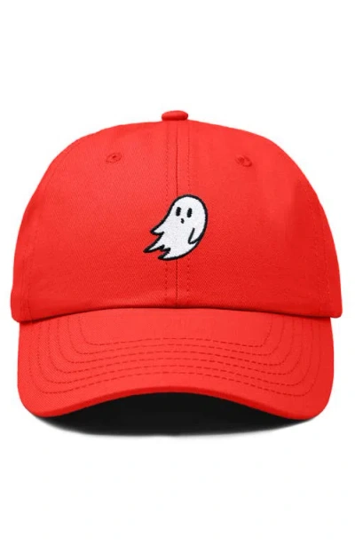 Dalix Ghost Embroidered Low Crown Cap In Red