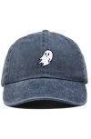 Dalix Ghost Embroidered Low Crown Cap In Washed Navy Blue