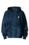 Dalix Ghost Embroidered Washed Hoodie In Navy Blue