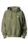 Dalix Ghost Embroidered Washed Hoodie In Olive
