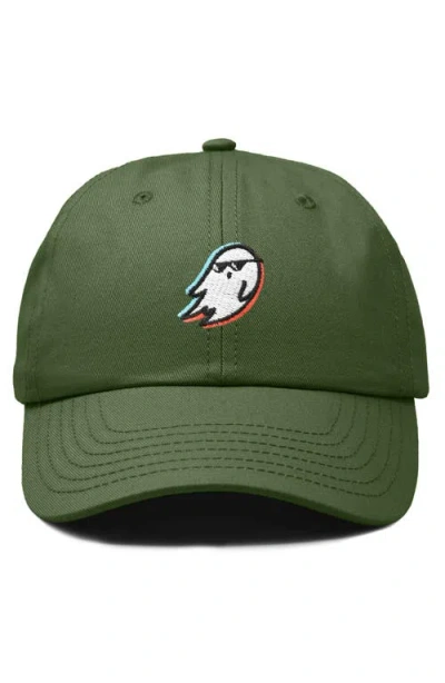 Dalix Ghost Life Embroidered Casual Cap In Olive