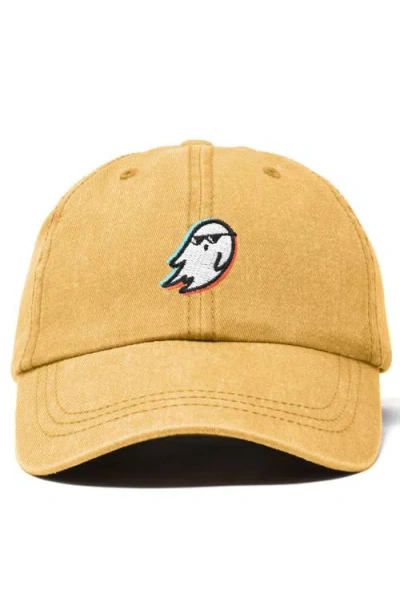 Dalix Ghost Life Embroidered Casual Cap In Washed Gold