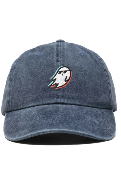 Dalix Ghost Life Embroidered Casual Cap In Washed Navy Blue