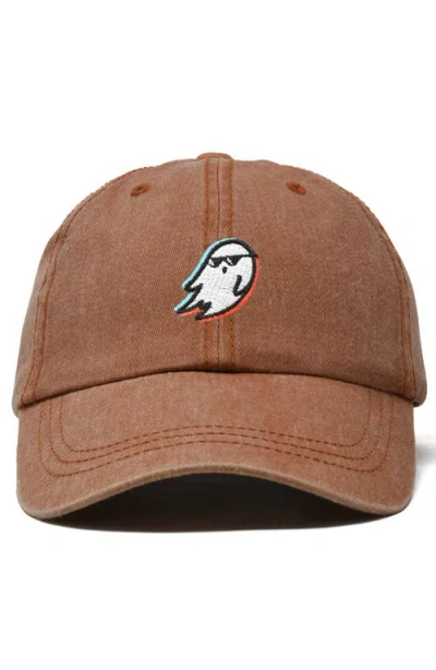 Dalix Ghost Life Embroidered Casual Cap In Washed Orange