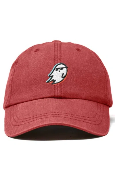 Dalix Ghost Life Embroidered Casual Cap In Washed Red