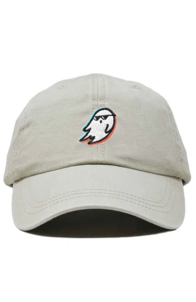Dalix Ghost Life Embroidered Casual Cap In Washed Stone White