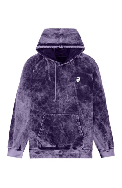 Dalix Ghost Mens Mineral Washed Hoodie In Purple
