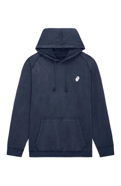 Dalix Ghost Mens Mineral Washed Hoodie In Blue