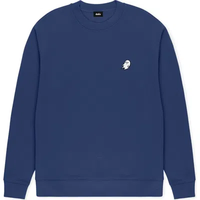 Dalix Ghost Relaxed Midweight Fleece Crewneck Sweatshirt In Blue