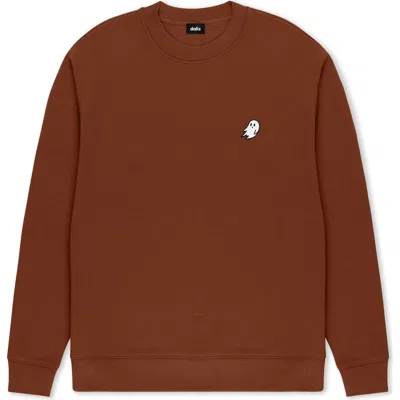 Dalix Ghost Relaxed Midweight Fleece Crewneck Sweatshirt In Brown
