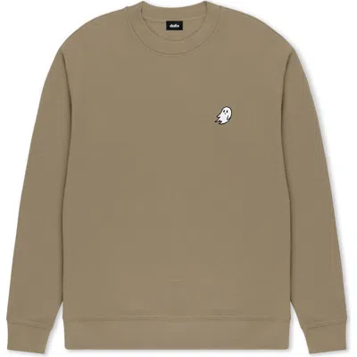 Dalix Ghost Relaxed Midweight Fleece Crewneck Sweatshirt In Brown