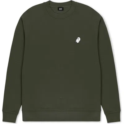 Dalix Ghost Relaxed Midweight Fleece Crewneck Sweatshirt In Green