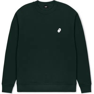 Dalix Ghost Relaxed Midweight Fleece Crewneck Sweatshirt In Green