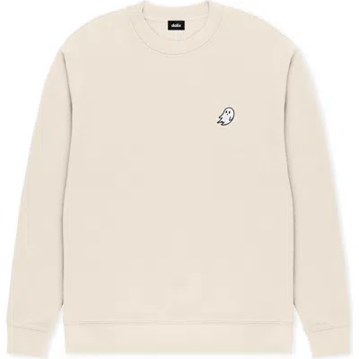 Dalix Ghost Relaxed Midweight Fleece Crewneck Sweatshirt In Neutral