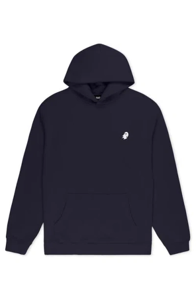Dalix Ghost Relaxed Midweight Fleece Pullover Hoodie In Blue