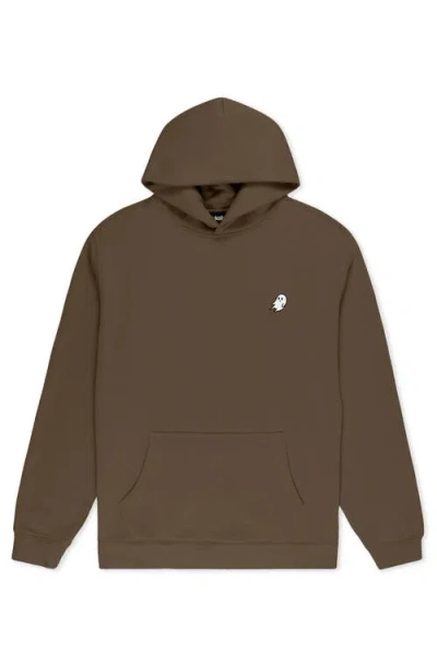 Dalix Ghost Relaxed Midweight Fleece Pullover Hoodie In Brown