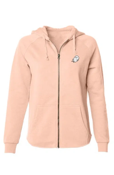 Dalix Ghost Zip Fleece Hoodie In Blush